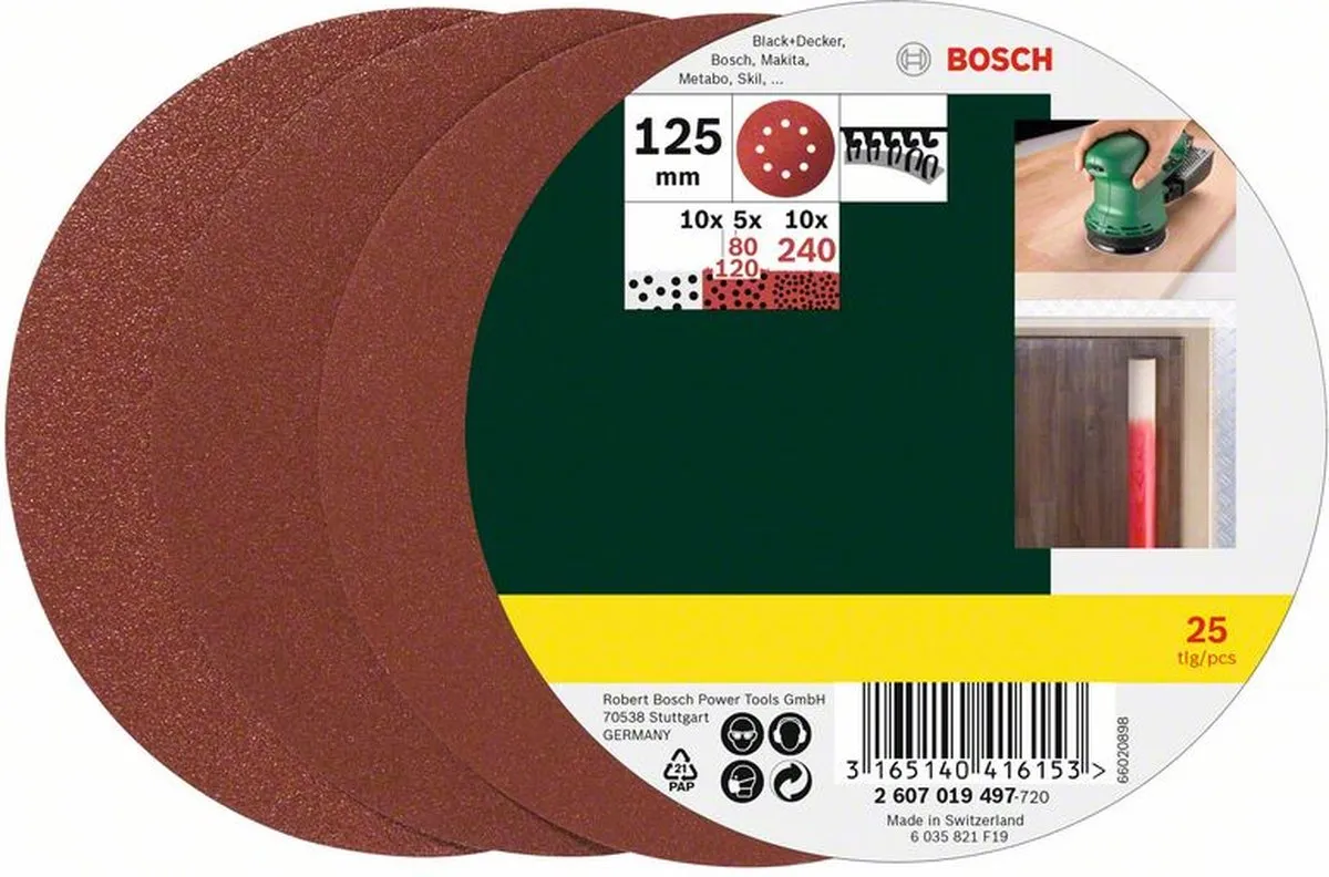 Bosch Schuurbladenset 25-delig 125mm - Korrel 240/120/80 - afbeelding 6 van 6
