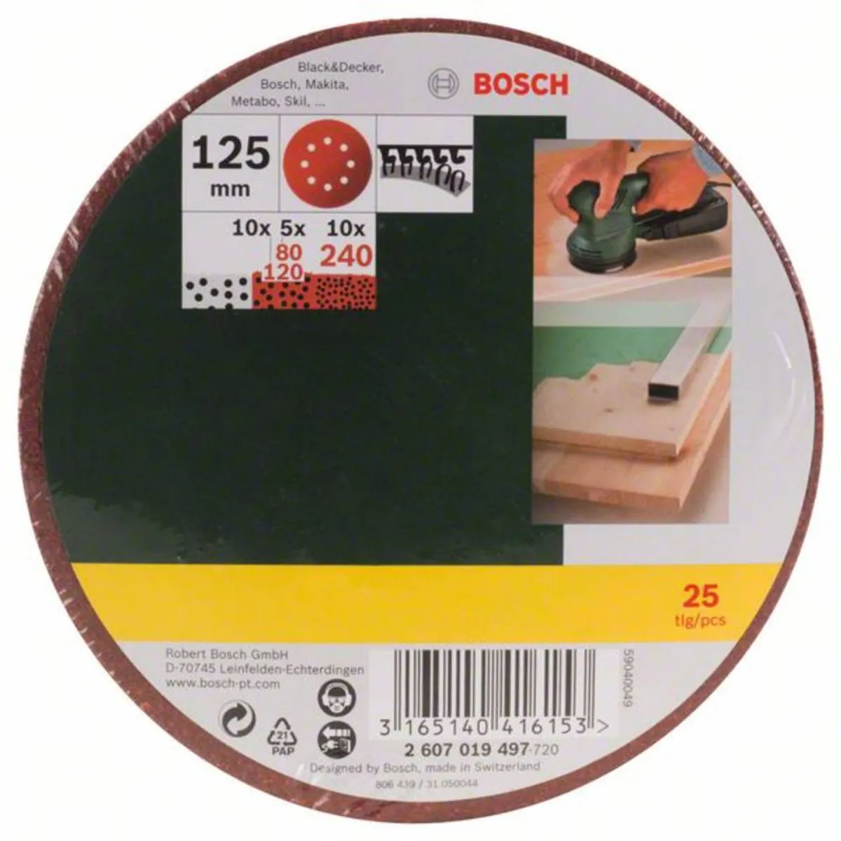 Bosch Schuurbladenset 25-delig 125mm - Korrel 240/120/80