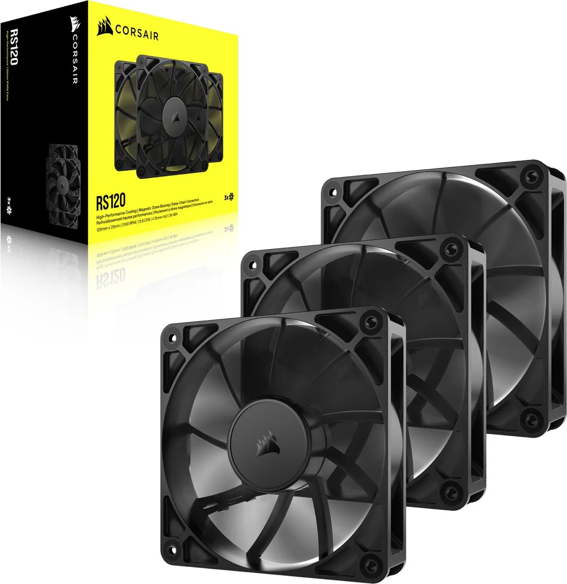 Corsair RS120 PWM CO-9050189-WW 120mm Ventilator - 3 Stuks - Zwart - afbeelding 6 van 6