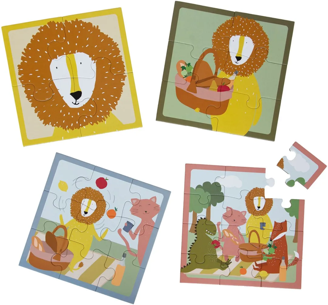 Trixie Puzzelbox Dierenpicknick - 4 Puzzels - Vanaf 2 jaar - Multi