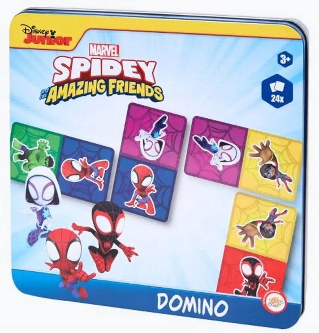 DISNEY SPIDEY PUZZELSPEL VOOR KINDEREN DOMINO 24 KAARTEN METALEN DOOS 3+