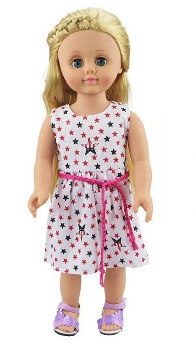 Gerardo's Toys Babypoppenjurk Stars 46cm - Wit
