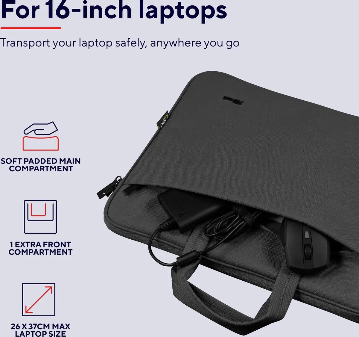 Trust Bologna Laptoptas 16 inch - Zwart - 24447