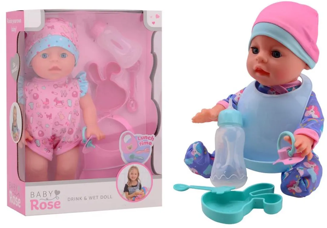 Johntoy Baby Rose Drink + Plaspop 27712 - 30cm