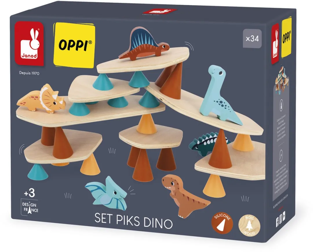Janod Dino Stapelspel - 6 Stuks - Multicolor