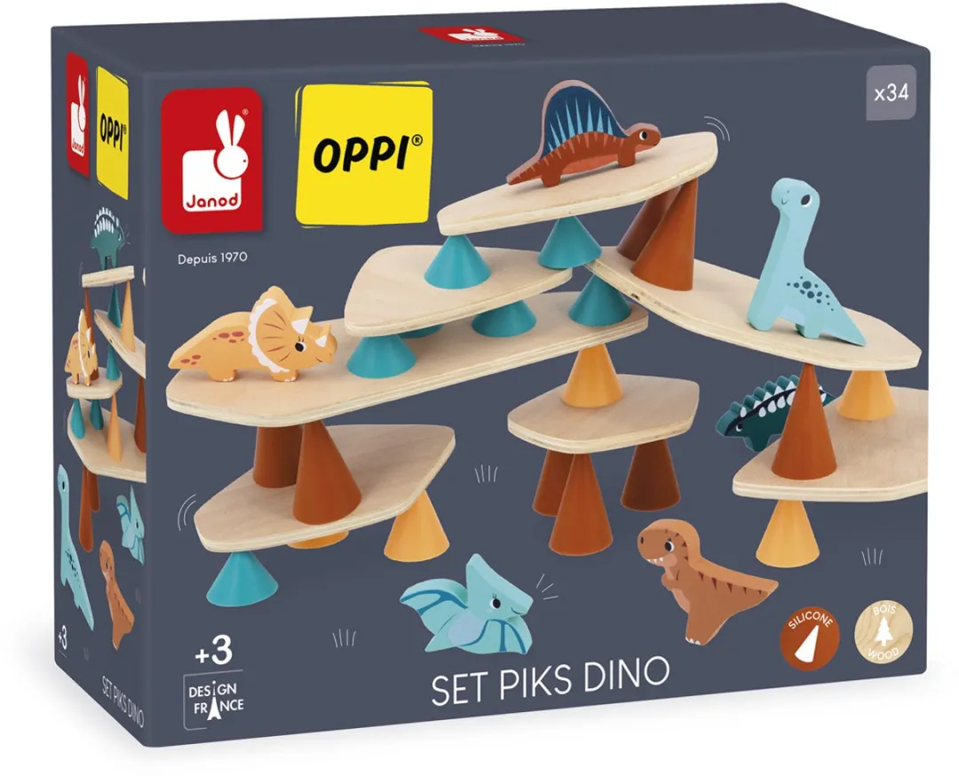 Janod Dino Stapelspel - 6 Stuks - Multicolor