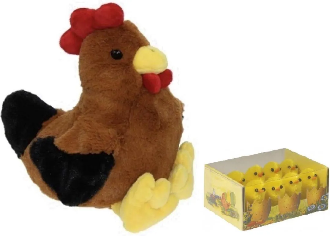 Decoris Pluche Bruine Kippenknuffel 25cm