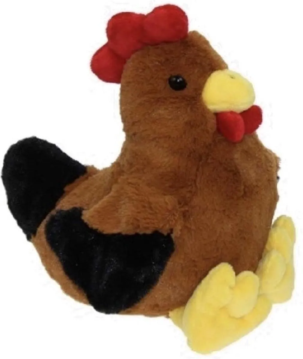 Decoris Pluche Bruine Kippenknuffel 25cm - 9 Stuks (8x Mini Kuikentjes)