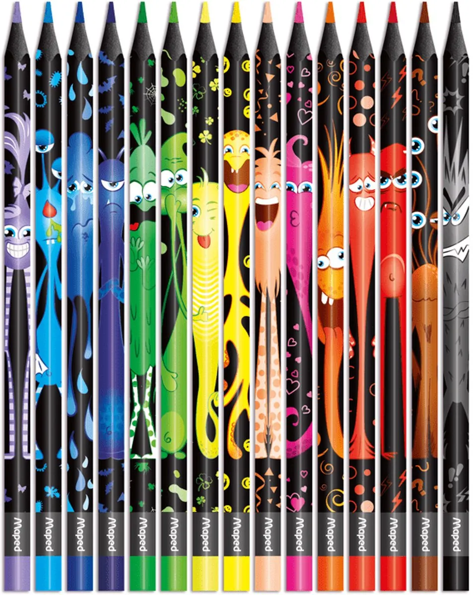 Maped Combopack Monsters 27 Stuks - 12 Viltstiften + 15 Kleurpotloden - afbeelding 2 van 3