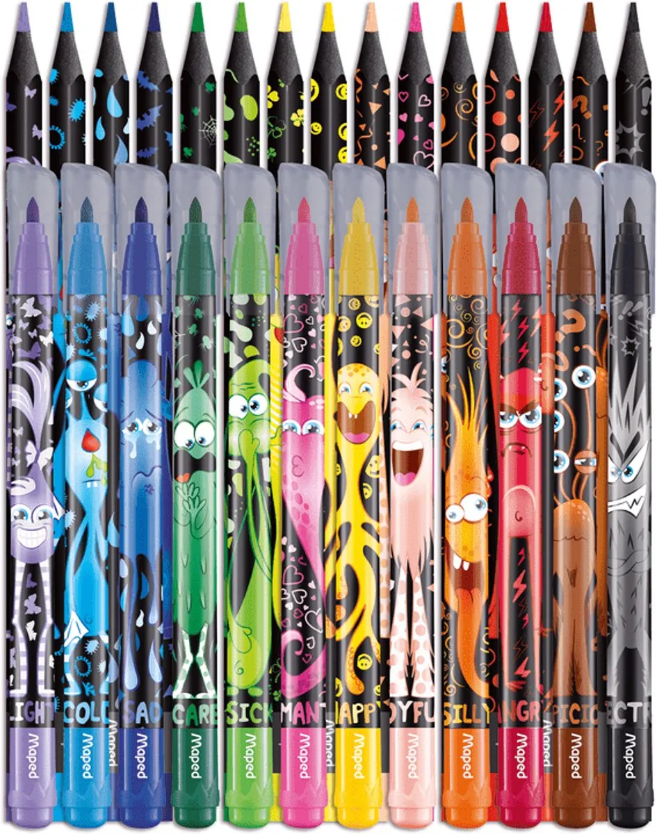 Maped Combopack Monsters 27 Stuks - 12 Viltstiften + 15 Kleurpotloden - afbeelding 3 van 3
