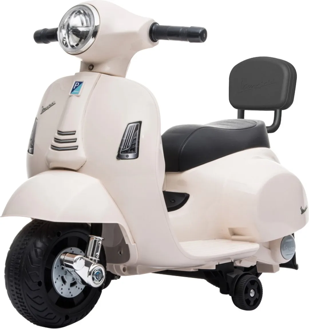 Eco Toys - Elektrische Vespa Scooter - Wit - Met LED-Koplamp, Claxon & Oplaadbare Batterij - Vanaf 1,5 Jaar - Max. 25 kg