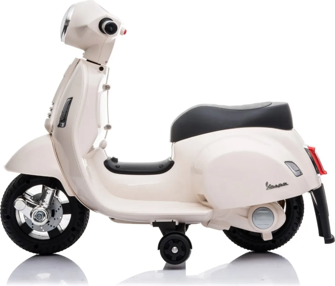 Eco Toys - Elektrische Vespa Scooter - Wit - Met LED-Koplamp, Claxon & Oplaadbare Batterij - Vanaf 1,5 Jaar - Max. 25 kg