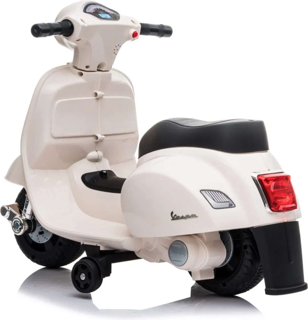 Eco Toys - Elektrische Vespa Scooter - Wit - Met LED-Koplamp, Claxon & Oplaadbare Batterij - Vanaf 1,5 Jaar - Max. 25 kg