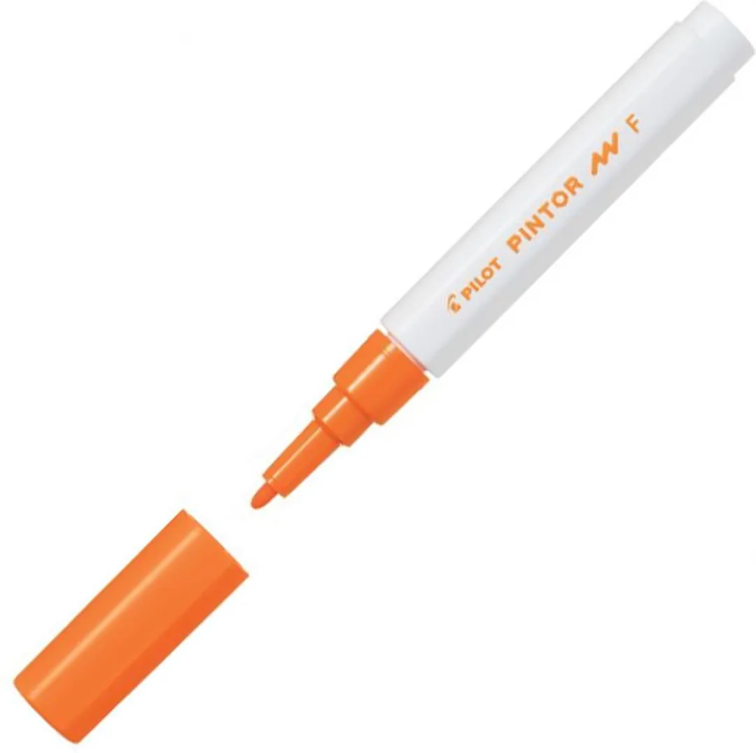 Pilot Pintor Oranje Verfstift - Fine marker met 1,0mm schrijfbreedte - Inkt op waterbasis - Dekt op elk oppervlak, zelfs de donkerste - Teken, kleur, versier, markeer, schrijf, kalligrafeer…