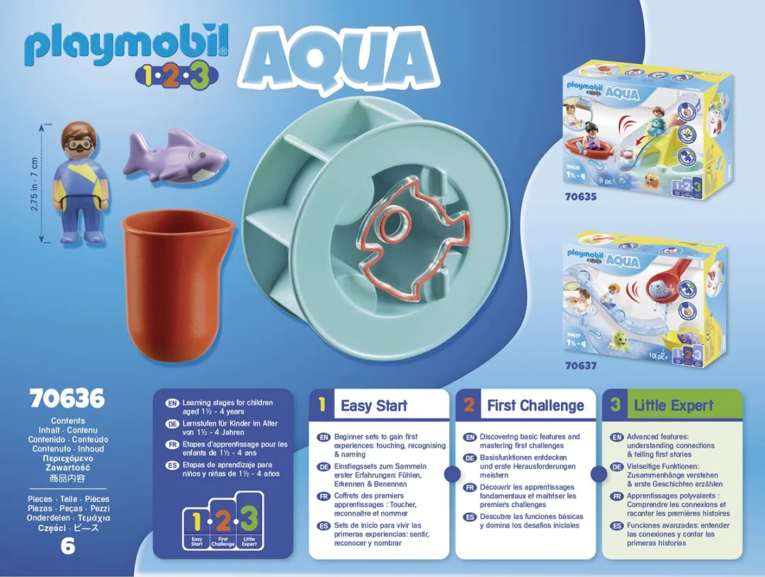 Playmobil 1.2.3 Aqua Waterwervelrad 70636 - Multicolor