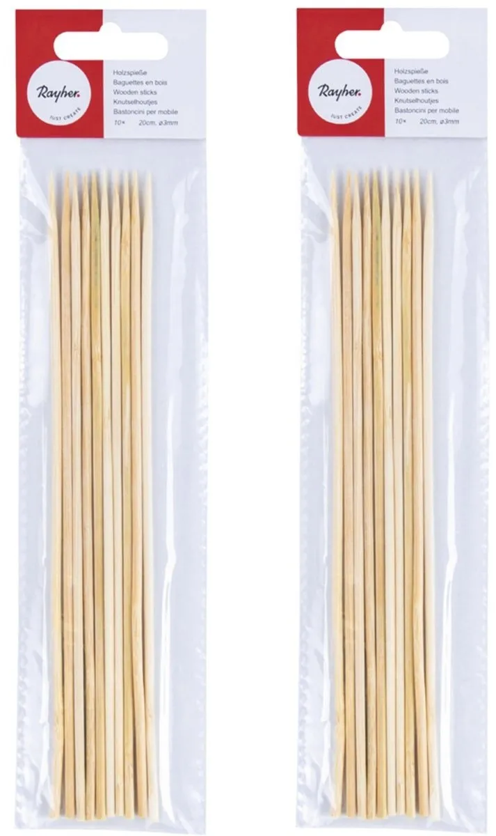 Rayher Naturél Knutselhoutjes 20 Stuks - 20cm x 3mm - Beige