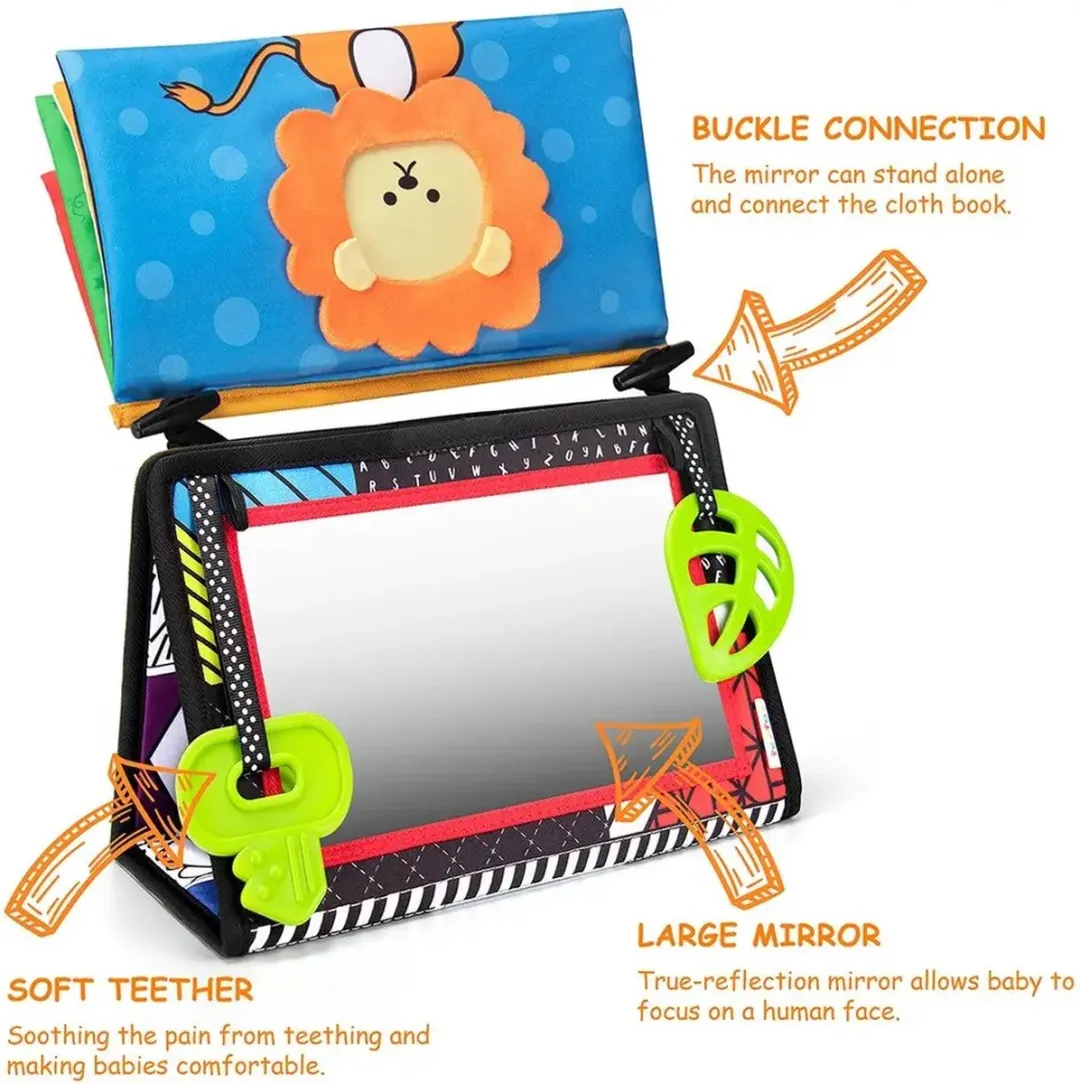 RyC Toys Tummy time mirror | tummy time speelgoed | zintuiglijk speelgoed met hoog contrast | sensorisch speelgoed voor baby's | sensorische spiegel voor baby | zwart-wit speelgoed voor baby