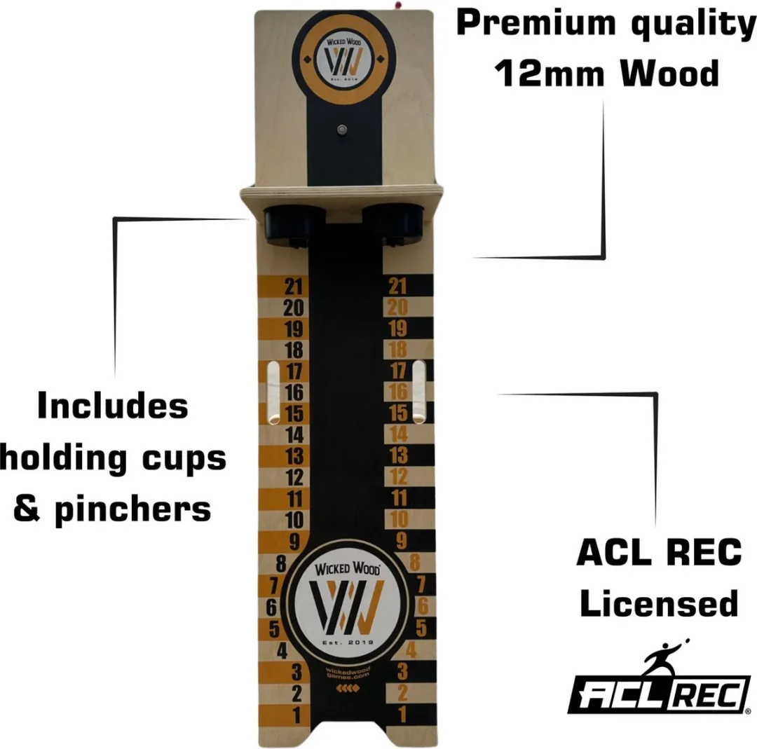 Wicked Wood Games - Score Board met Cup Holders - Officieel ACL Licentie Product - 12mm Hout - Incl Cups & Knijpers