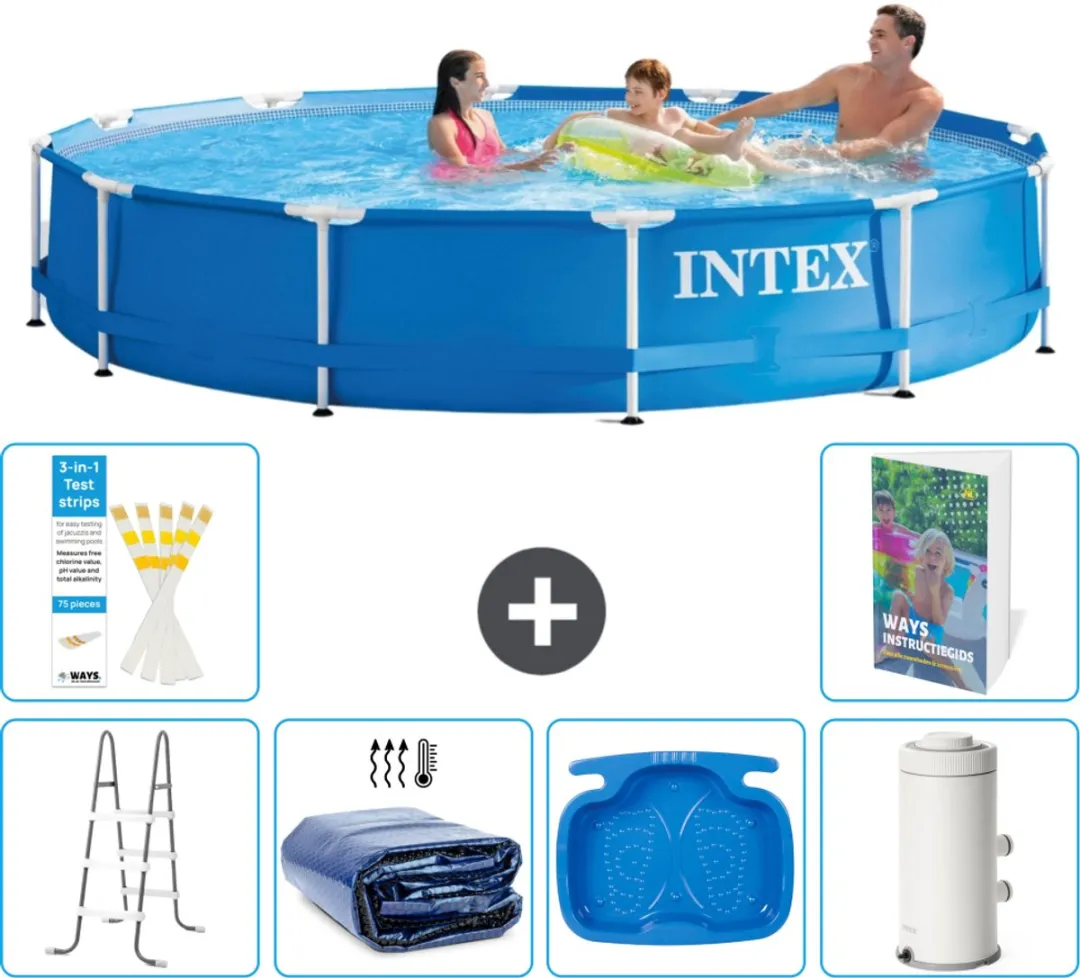 Intex 28210NP-Blauw Rond Frame Zwembad 366x76cm