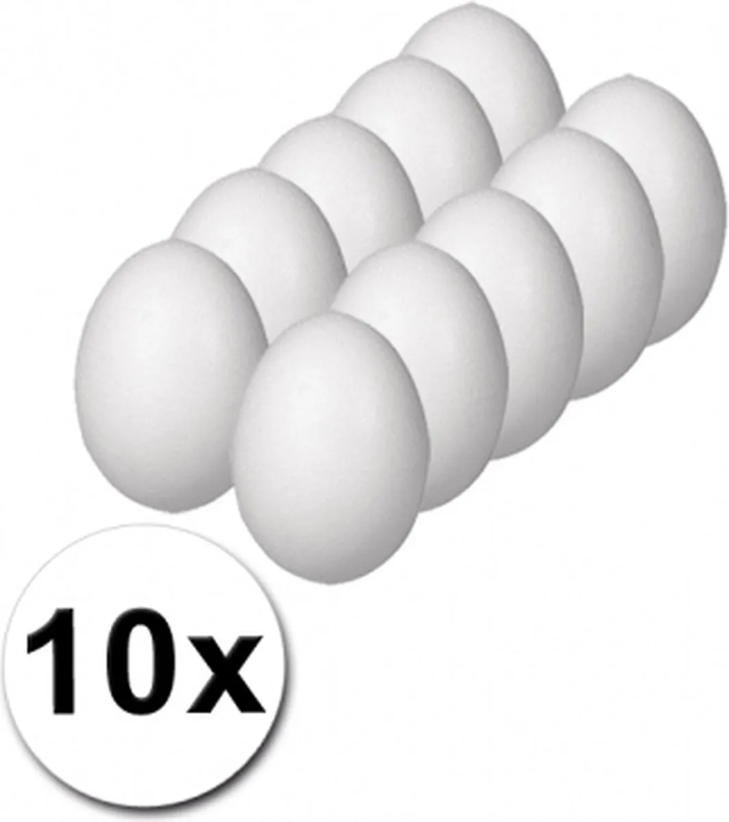 Rayher Piepschuim Paaseieren 10 Stuks - 6cm - Wit
