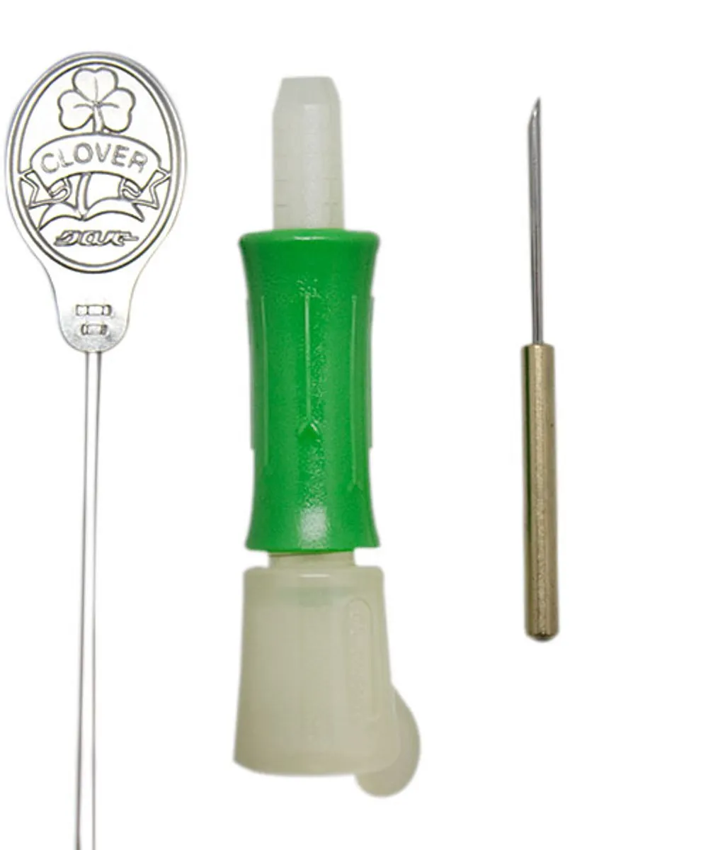 Clover Punch Needle Set - houder met 3-ply naald en draaddoorhaler