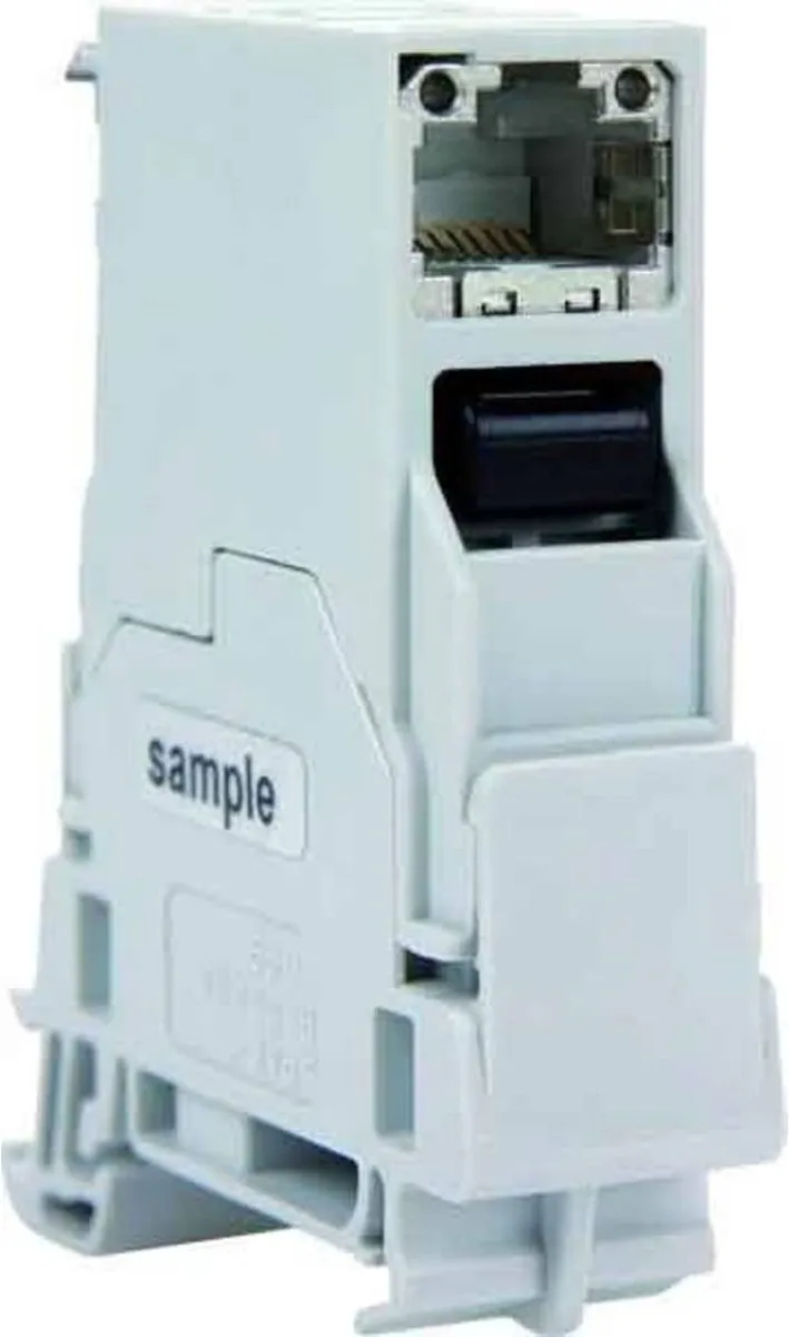 BTR-netwerkdoos voor DIN-railmontage CAT 6 insteekrichting 90° RAL 7035