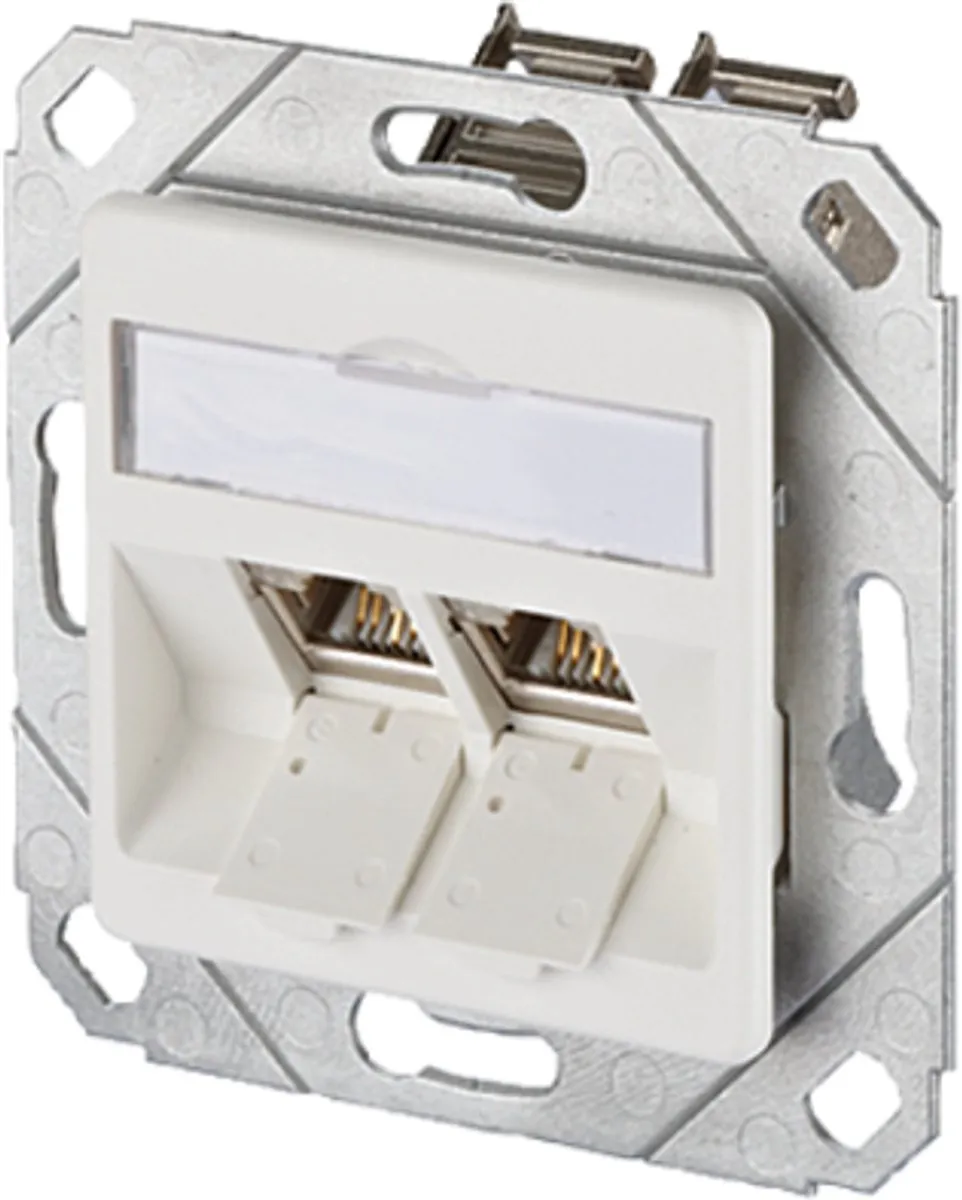 Metz Connect 1309121102-E Netwerkdoos Inbouw (in muur) Inzet met centraalstuk CAT 6 2 poorten Zuiver wit