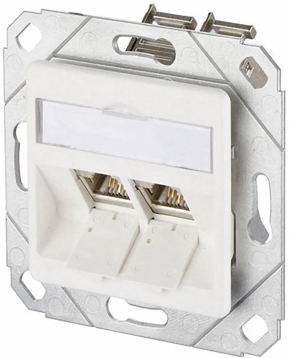 Metz Connect 1309121102-E Netwerkdoos Inbouw (in muur) Inzet met centraalstuk CAT 6 2 poorten Zuiver wit