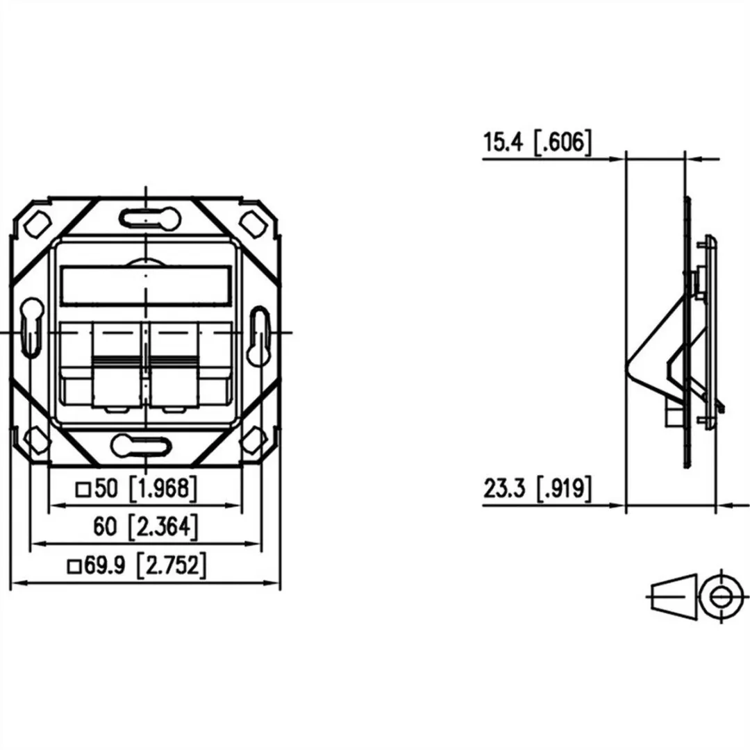 Metz Connect 130B20D21102KE Netwerkdoos Inbouw - 2 Poorten - Zuiver wit