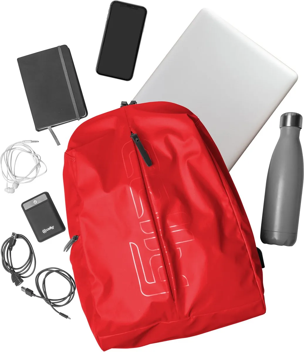 Celly - FunkyBack Rugzak met Laptopvak 14,1 inch - Kunstleer - Rood
