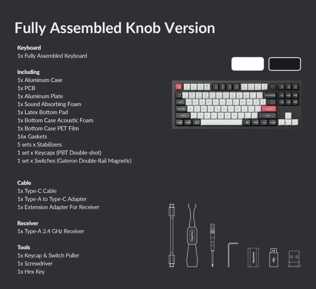 Keychron Q3 HE Q3H-M1 Nebula Switch Toetsenbord - Grijs/Roze/Zwart/Wit