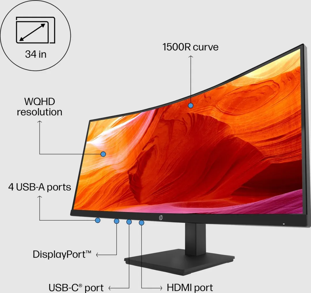 HP P34hc G4 Monitor 34" - Zwart