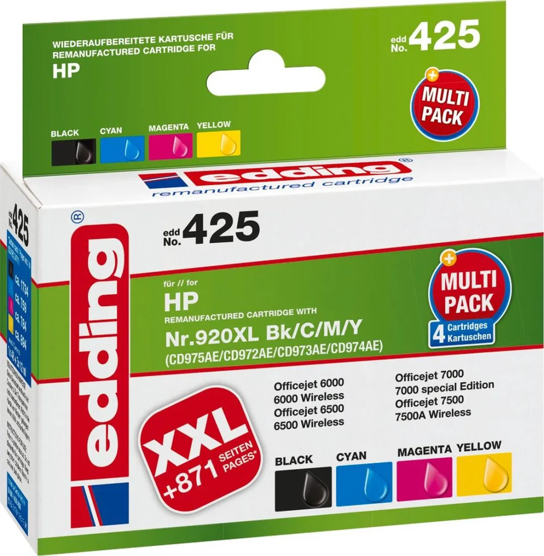 edding Inktcartridge 18-425 HP 920/920XL - 4 Stuks