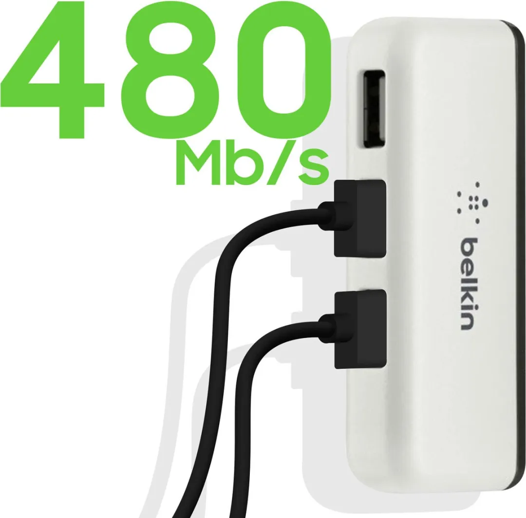 Belkin F4U021bt 4-Poorts USB Reis Hub - Grijs