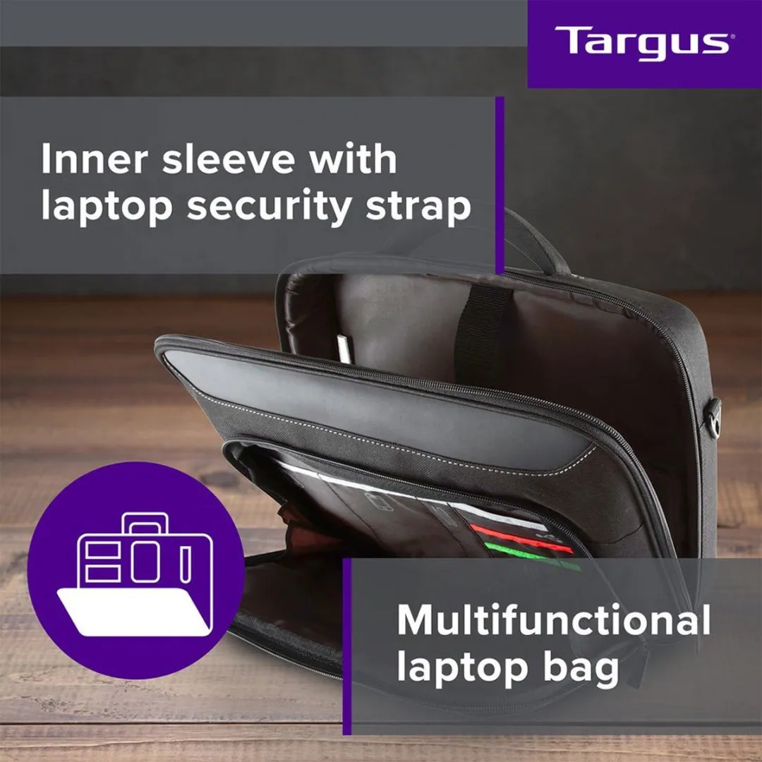 Targus Classic+ Laptoptas 17-18 Inch - Zwart/Rood - afbeelding 6 van 6
