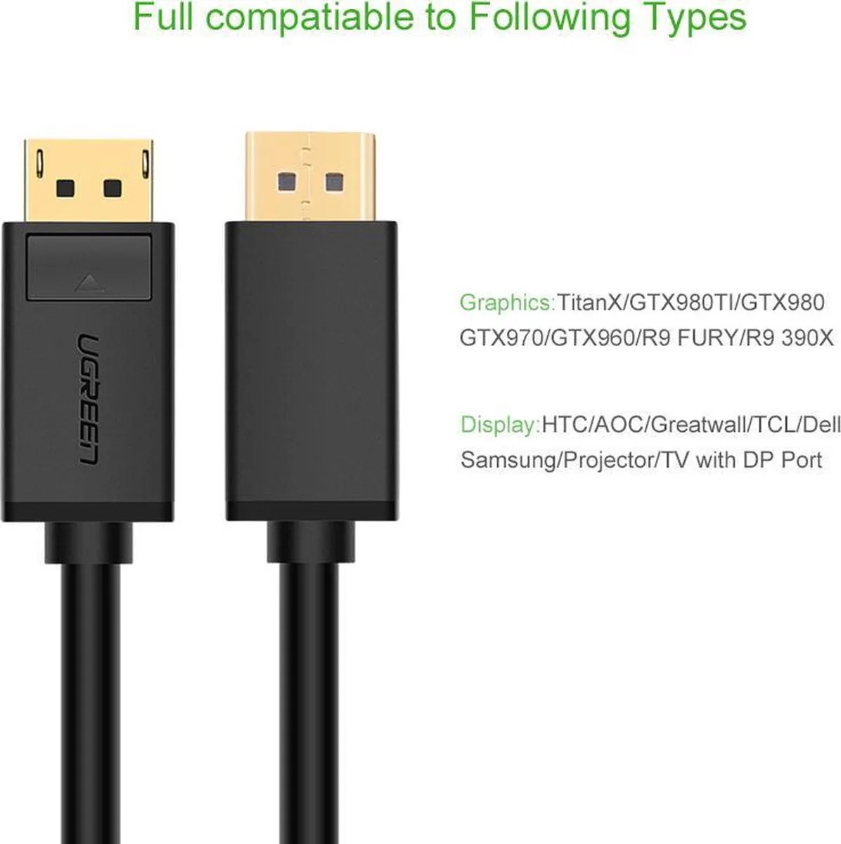 Ugreen DisplayPort Kabel 3m DP102 - Zwart
