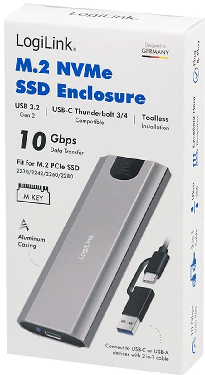 Logilink UA0439 M.2 SSD Behuizing - USB-C - Zilver - afbeelding 6 van 6