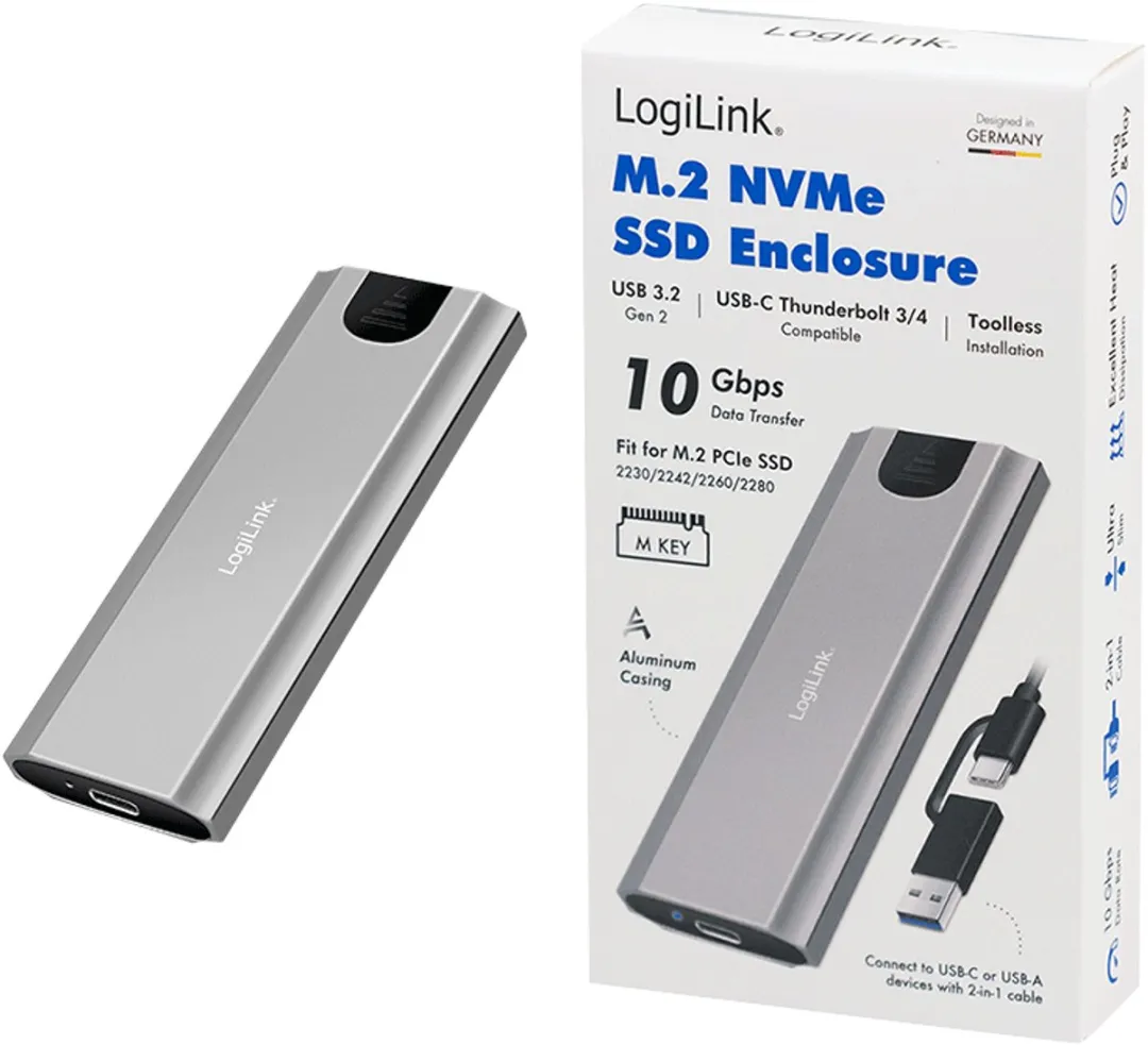 Logilink UA0439 M.2 SSD Behuizing - USB-C - Zilver