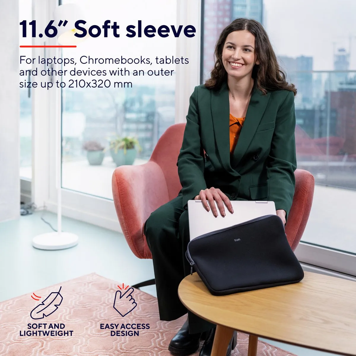 Trust Primo Soft Sleeve 21254 - 11,6 inch - Zwart
