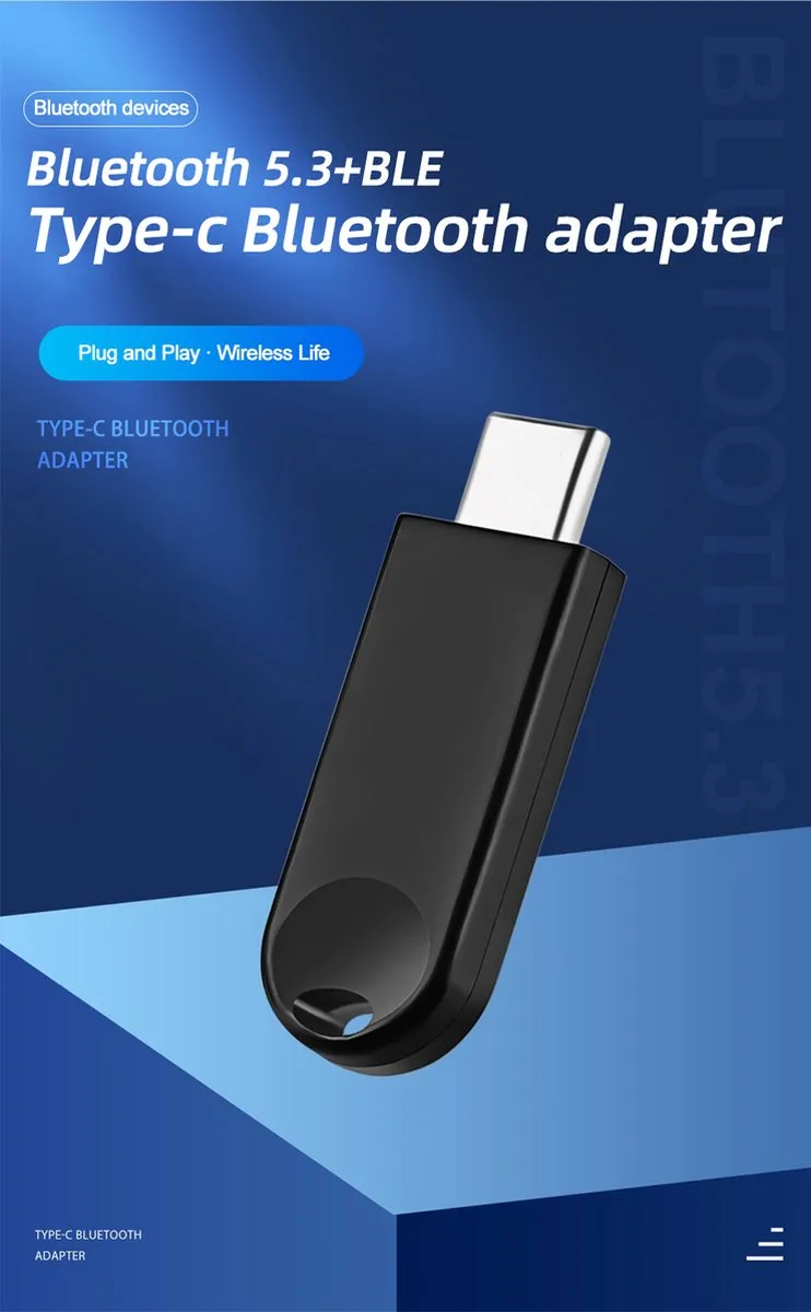 NÖRDIC BT11 Bluetooth Adapter USB-C - 5.3 - Zwart