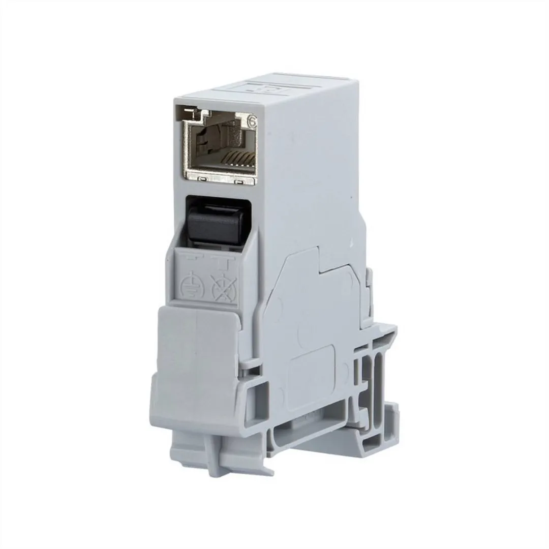 BTR dubbele koppeling voor DIN-rail CAT 6 RAL 7035