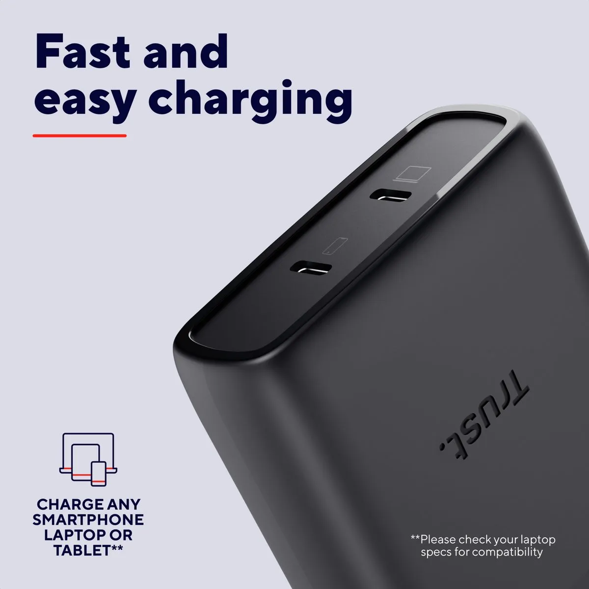 Trust Maxo 100W GaN USB-C Oplader 25527 - 2x USB-C - Zwart