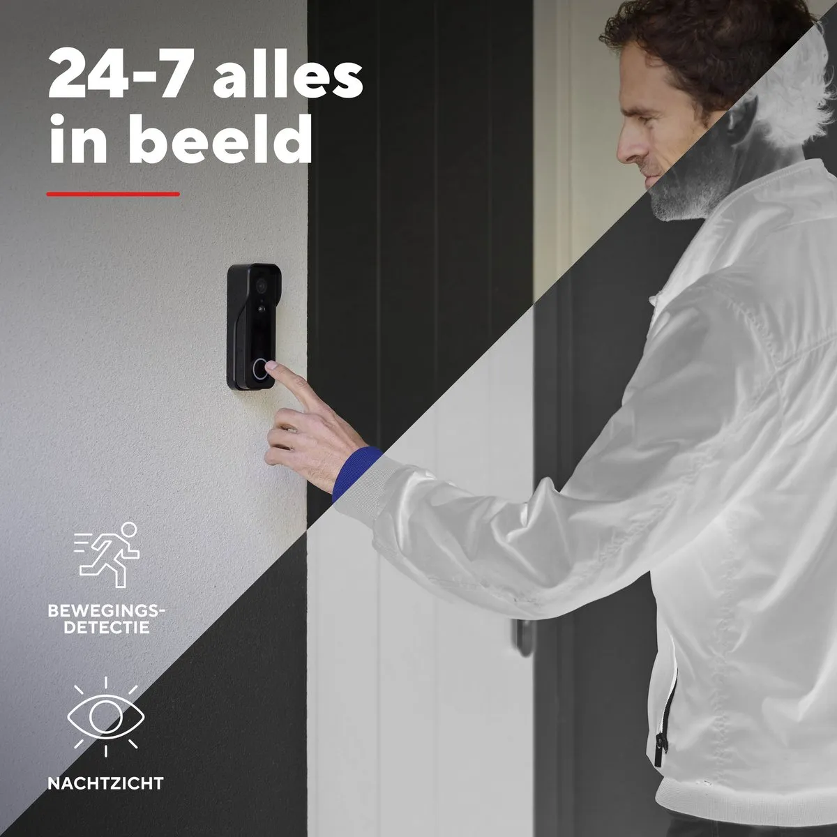 Trust Draadloze Video Deurbel - DOORCAM-3000 - Accu oplaadbaar met USB-C - 2K 3MP - Geen Abonnementskosten - inclusief Chime - Deurbel met Camera - Zwart