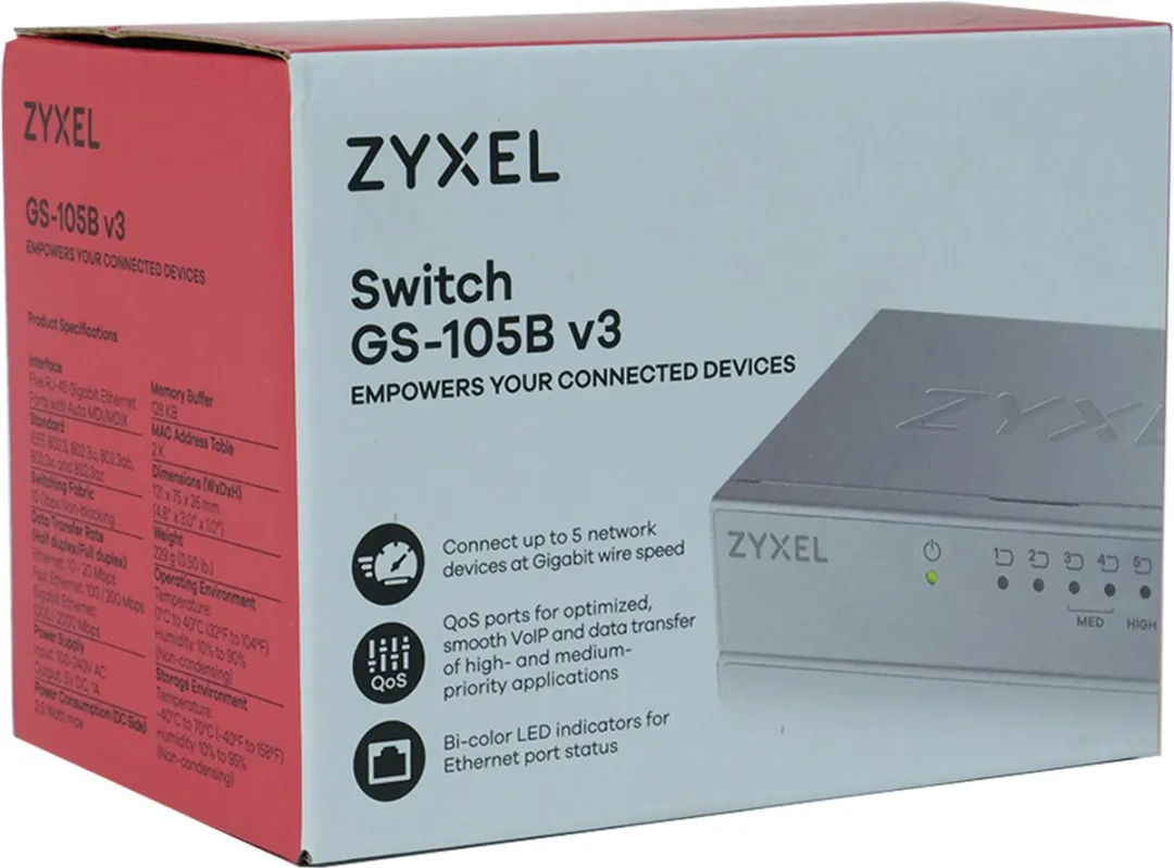 Zyxel GS105BV3 5-Port Gigabit Switch - Wit