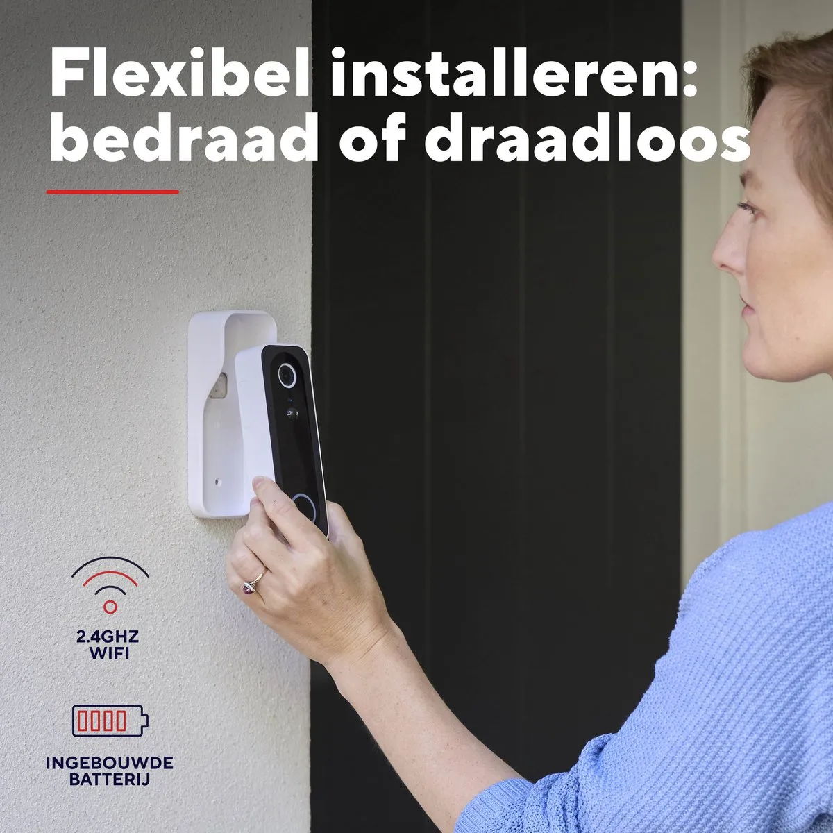 Trust Draadloze Video Deurbel - DOORCAM-3000 - Accu oplaadbaar met USB-C - 2K 3MP - Geen Abonnementskosten - inclusief Chime - Deurbel met Camera - Wit