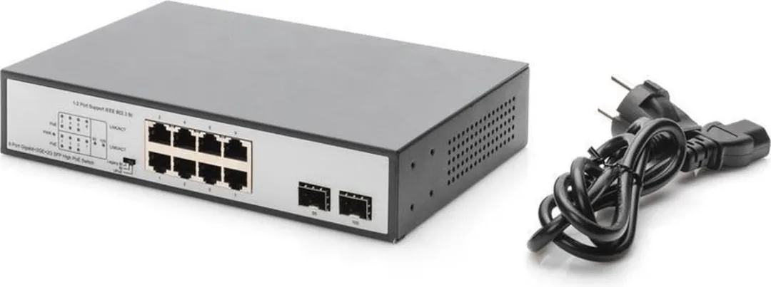 Digitus Switch 8-Port Gigabit 180W PoE - 6 PoE-poorten - Zwart - afbeelding 6 van 6
