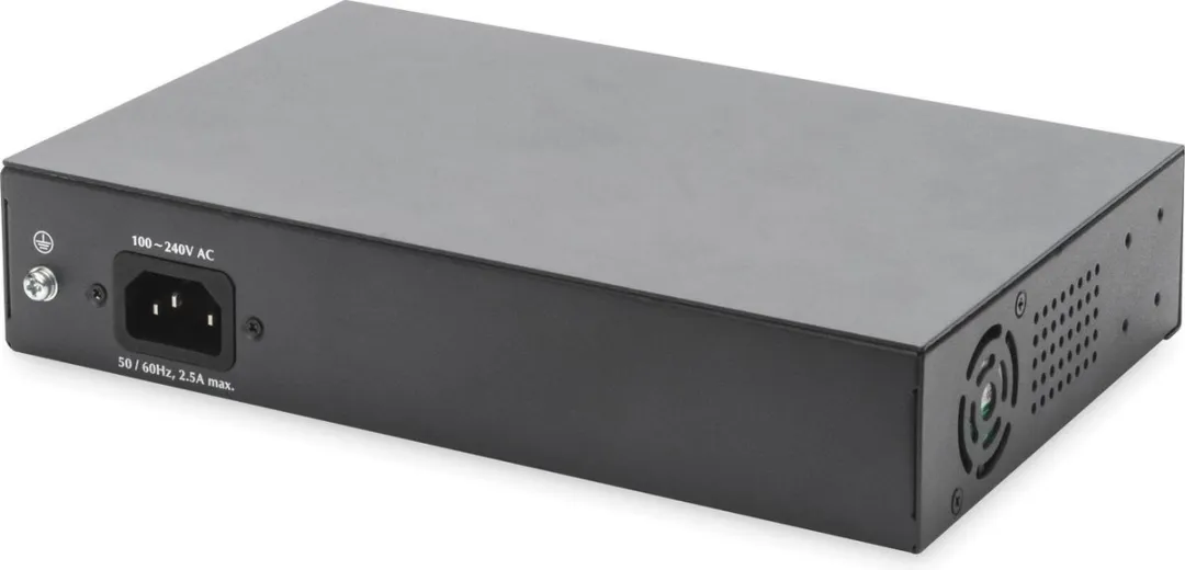 Digitus Switch 8-Port Gigabit 180W PoE - 6 PoE-poorten - Zwart