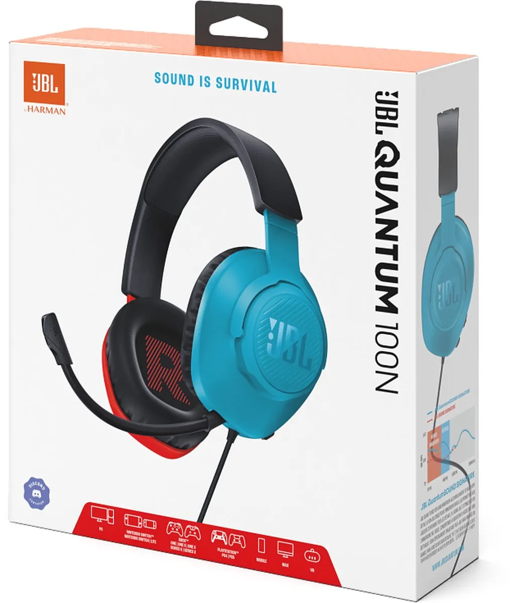 JBL Quantum 100N Gaming Headset - Zwart Rood