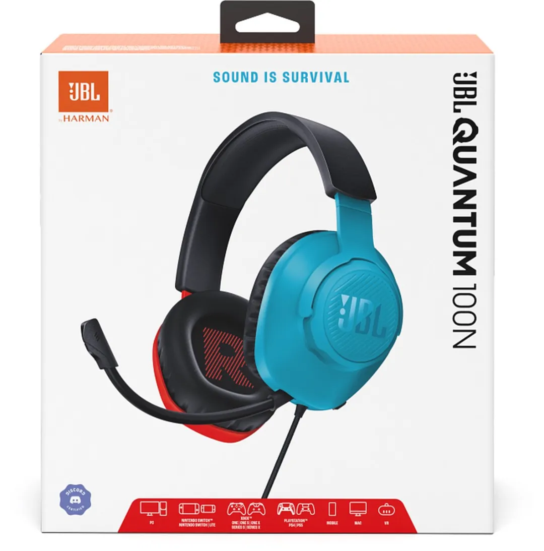 JBL Quantum 100N Gaming Headset - Zwart Rood