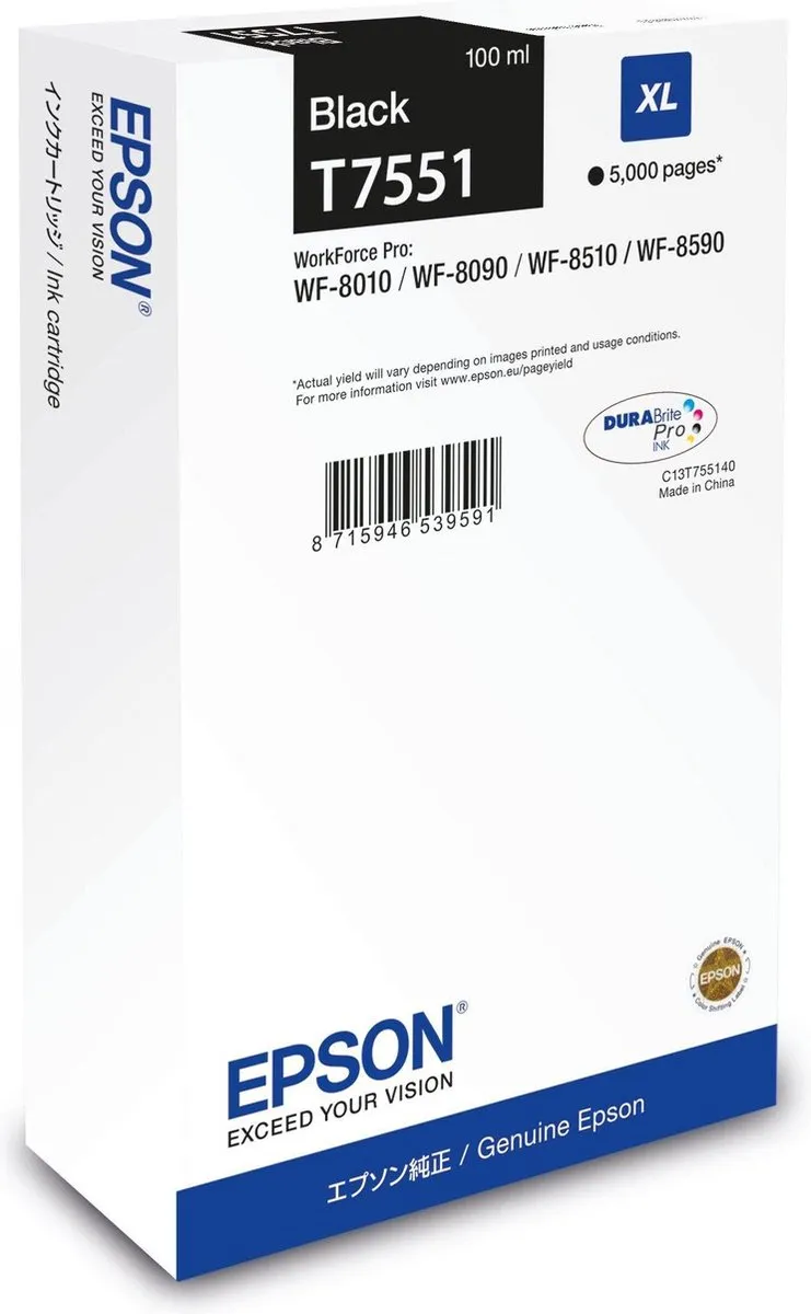 Epson C13T75514N Inktcartridge XL Zwart